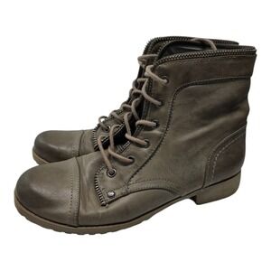G‎ by GUESS Taupe Lace Up Combat Ankle Boots Size 9M Gessy
